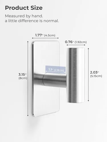 Miniatura 2 de GWAAZXGZ Ganchos para toallas para baños, paquete de 4, acabado plateado cepillado, ganchos de pared adhesivos de acero inoxidable en forma de T