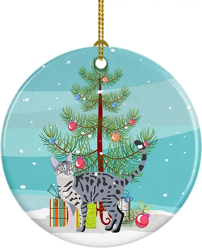 Miniatura 152 de Caroline's Treasures Adorno de cerámica con texto en inglés "Merry Christmas" para colgar en el árbol de Navidad, decoración para el hogar, Navidad