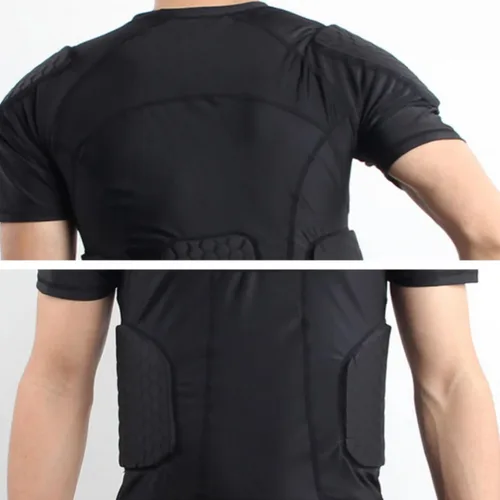 Miniatura 6 de Charque Camisas/pantalones protectores acolchados para hombre, para fútbol, paintball, béisbol, compresión, costilla, protección del esternón