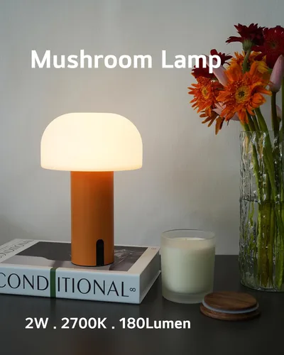 Miniatura 2 de Lámpara de mesa de hongos para exteriores, recargable, inalámbrica, impermeable, portátil, funciona con pilas, con carga USB, luz nocturna