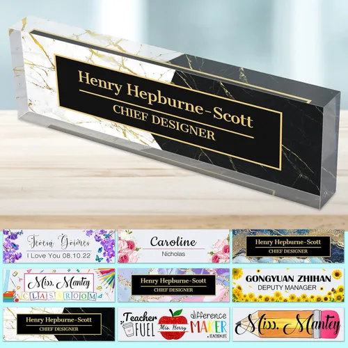 Miniatura 47 de Placa de nombre de escritorio personalizada para profesores, placa de nombre para escritorios, placa de escritorio de vidrio acrílico transparente