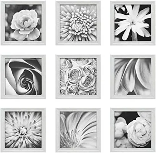 Miniatura 16 de Melannco Juego de 9 marcos de fotos de madera beige de 12.8 x 12.8 pulgadas para sostener fotos de 12 x 12 pulgadas sin paspartú o fotos de 8 x 8