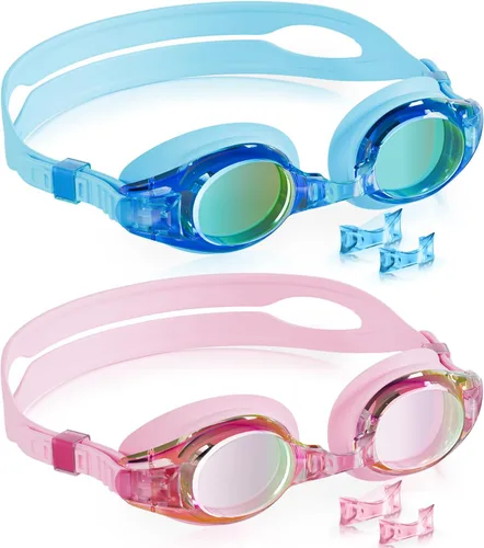 Miniatura 27 de Aegend - Paquete de 2 gafas para niños, gafas de natación para niños de 4 a 16 años, niños y niñas jóvenes, gafas de piscina antivaho, impermeables