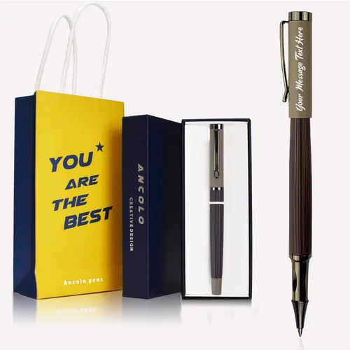 Miniatura 11 de Ancolo Bolígrafos de rodillo personalizados, punta media, con caja de regalo, tarjeta de regalo, bonito regalo de recuerdo, grabado con tu