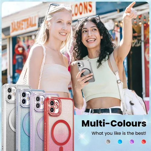 Miniatura 7 de ZCDAYE Funda con purpurina para iPhone 11 con decoración de diamantes, funda brillante de lujo con protector de cámara compatible con carga sin