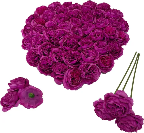 Miniatura 10 de 40 piezas 8.4 cm de cabezas de flores falsas para manualidades, cabezas de rosas artificiales color naranja quemado, cabezas de rosas de seda a