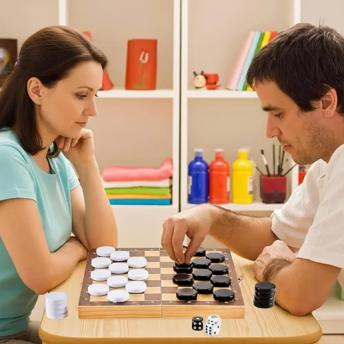 Miniatura 4 de Skylety 30 piezas de backgammon piezas de damas, 1.25 pulgadas de repuesto de fichas de juego de mesa con 5 dados (negro y blanco)