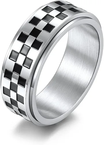 Anillos giratorios de acero inoxidable de 0.315in, color negro, blanco, para mujeres, hombres, niños, adolescentes, niñas, delicados anillos
