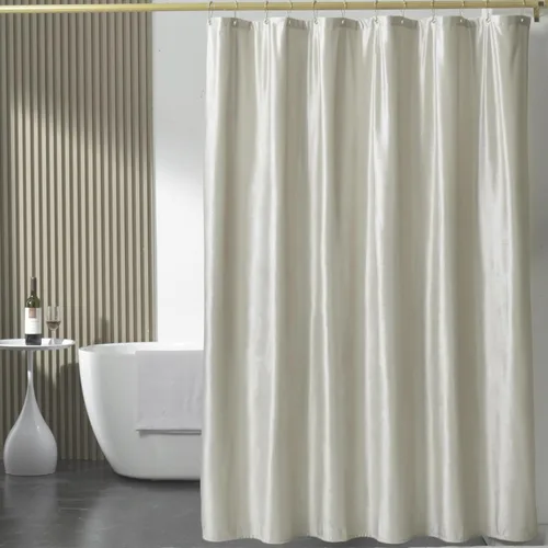 Miniatura 9 de Cortina de ducha HYAWGE de tela de terciopelo negro 260 GSM, cortina de ducha de lujo resistente, con ganchos, espesada, lavable, impermeable