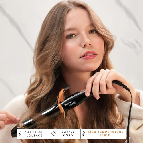Miniatura 7 de TAIFF Curves - Rizador profesional de titanio negro – Rizador de pelo de alto rendimiento y rizadora para cabello con doble voltaje Temperatura