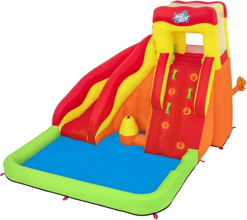 Bestway H2OGO! Parque acuático inflable para niños Lava Splash | Tobogán al aire libre, pared de escalada, piscina de chapoteo, aspersor | Ideal