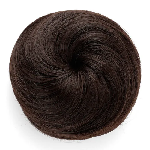 Miniatura 24 de Onedor Extensión de Cabello de Fibra Sintética Chignon Donut Moño Peluca (2# - Marrón Oscuro)