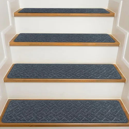 Miniatura 8 de Stair Treads with Landing Rug for Wooden Steps Indoor, Peel and Stick Stair Treads Matching-Mat 20"X32" Stair Landing Slip Resistant Polyester Stair