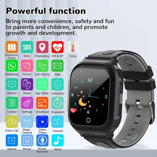 Miniatura 5 de Wonlex - Reloj inteligente 4G para niños con tarjeta SIM, reloj inteligente GPS para niños, monitor de salud con temperatura, videollamadas, cámara