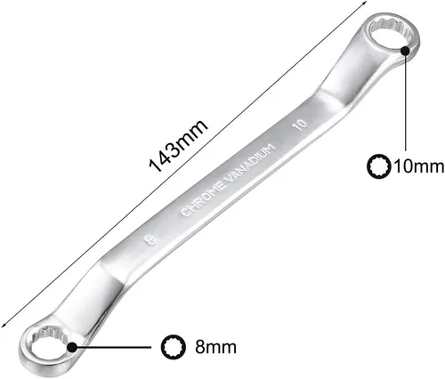 Miniatura 27 de uxcell Llave métrica de extremo de caja doble de 0.512 in x 0.630 in con desplazamiento de 12 puntos, cromada, acero Cr-V