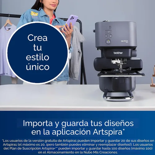 Miniatura 2 de Máquina de bordar de aguja única Brother Skitch alimentada por la aplicación móvil Artspira requerida, área de bordado de 4 pulgadas x 4 pulgadas