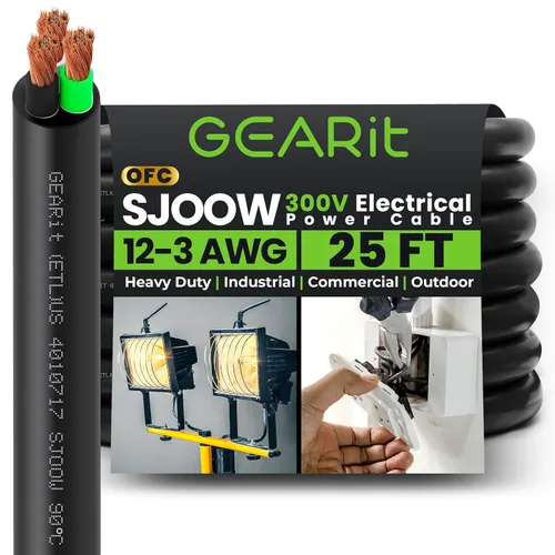 Miniatura 11 de GEARit Cable de alimentación portátil 10/3 10 AWG (100 pies - 3 conductores) SJOOW 300V calibre 10 cable eléctrico para derivaciones de motor, luces