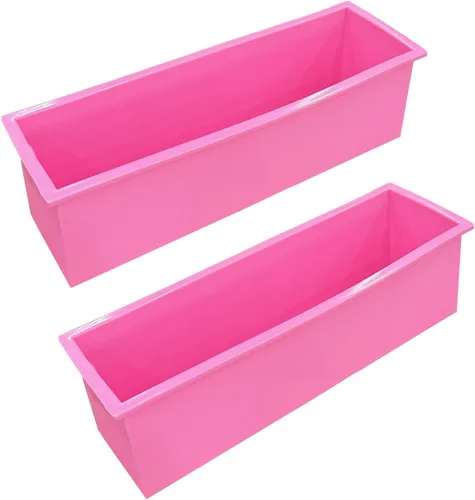 Miniatura 18 de Molde de Pan de Jabón de Silicona Rectangular Flexible con Caja de Madera para Suministros de Fabricación de Jabón de 42oz.. Morado