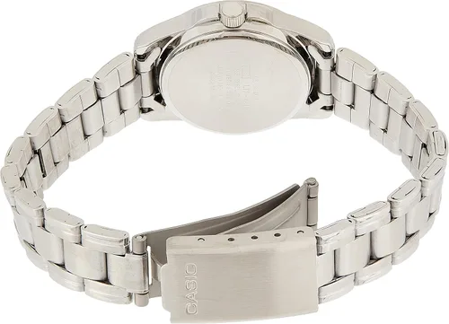 Miniatura 2 de Casio Reloj analógico de cuarzo para mujer, correa de acero inoxidable plateada, caja redonda de 1.024in