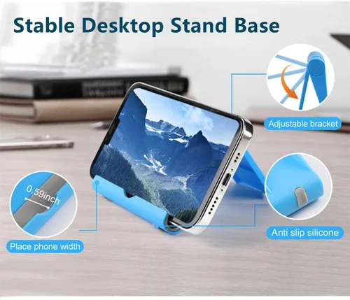 Miniatura 3 de Soporte de teléfono celular para escritorio, paquete de 2 soportes para teléfono móvil, soporte para tableta de escritorio, soporte plegable Rosa 2