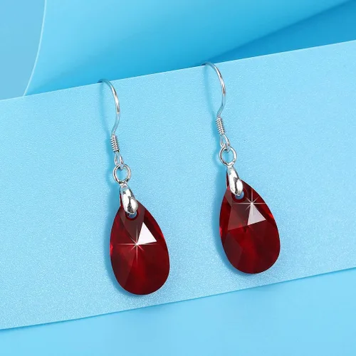 Miniatura 16 de Aretes colgantes de cristal austriaco con forma de lágrima para mujer, joyería hipoalergénica de plata de ley 925
