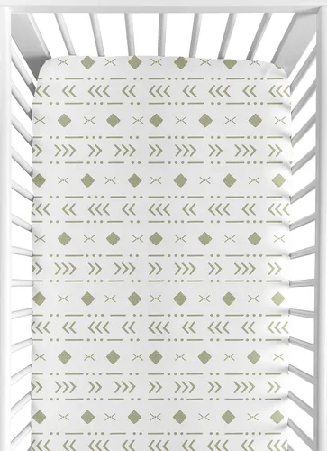 Miniatura 9 de Sweet Jojo Designs White Rust Boho Tribal Mudcloth - Sábana bajera ajustable para cuna para bebé o niño pequeño, color naranja, bosque, bohemio