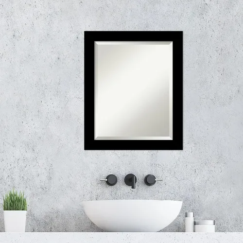 Miniatura 6 de Amanti Art Espejo de pared negro de 24 x 20 pulgadas, espejo de baño rectangular negro cepillado para decoración de pared de sala de estar, marco