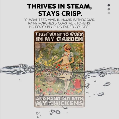 Miniatura 4 de Letreros vintage de lata de pollo para Coop Retro Garden Letrero de metal Granja Jardinería Girl Poster I Just Want To Work In My Garden And Hang