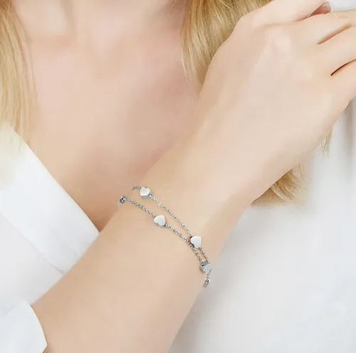 Miniatura 6 de Pera Jewelry Pulseras de corazón, chapadas en oro de 14 quilates y chapadas en plata, pulseras de corazón con cadena en capas para mujer con caja
