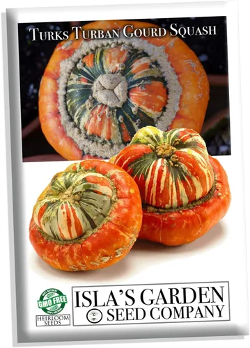 Semillas de calabaza turbante de Turk's (Cucurbita Maxima 'turbante') – Más de 25 semillas de reliquia sin OMG de Isla's Garden Seeds, calabaza