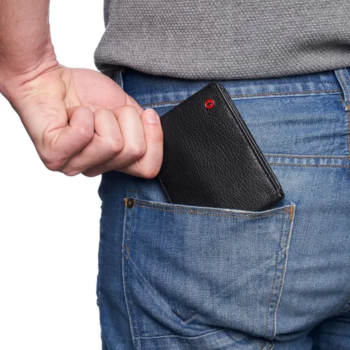 Miniatura 4 de Alpine Swiss RFID - Cartera de piel con 2 compartimentos para documentos de identidad, con ventana dividida, sección para billetes, en caja de regalo