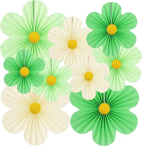 Miniatura 12 de Decoraciones de Fiesta Pastel Decoraciones de Flores de Papel para Pared de Aula Abanicos de Papel Telón de Fondo Floral Decoración de Pared