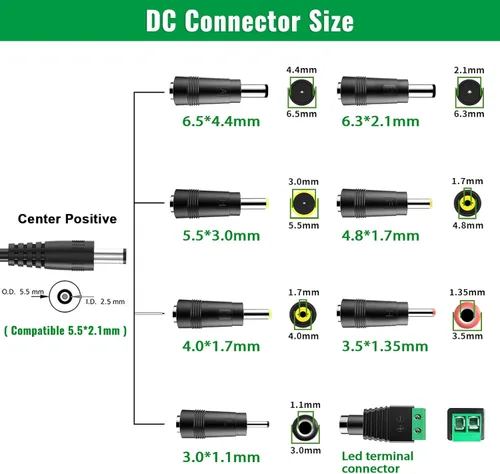 Miniatura 4 de Adaptador de corriente alterna para monitor de 12 V 5 A, cable de carga de 100 a 240 V CA a 12 V CC, 60 W, adecuado para tiras de luz LED Sceptre