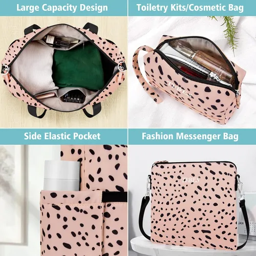 Miniatura 3 de Gym Bag for Women Weekender Bag with Waterproof Shoe Compartment Sports Travel Duffel 3pcs Set Carry On Overnight Bags for Business Trip Travel Gym