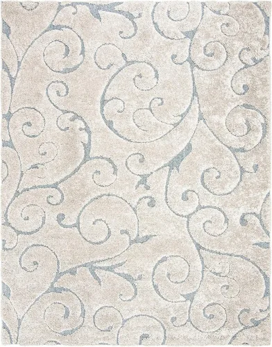 Miniatura 56 de SAFAVIEH - Alfombra de la colección Florida Shag - 10 pies redonda, color crema y beige, diseño de pergamino, no suelta pelusa y fácil de limpiar