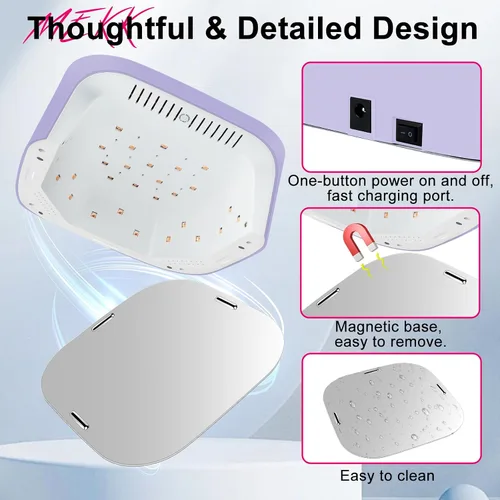 Miniatura 7 de MEKK Lámpara de uñas LED UV inalámbrica, luz UV de 54 W para uñas de gel con luz roja amigable con las manos, lámpara de curación de flash