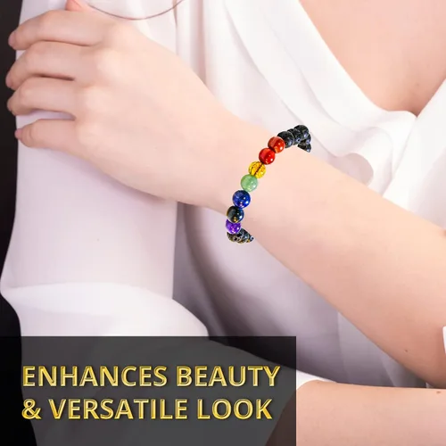 Miniatura 172 de Adjustable Crystal Bracelet – Gemstone Bead Bracelet with Adjustable Macrame String – Chic Gemstone Bracelet for Men and Women – 8mm Round Healing