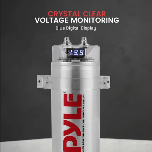 Miniatura 3 de Pyle Condensador de potencia digital de 3.2 farad para sistemas de audio de automóvil, pantalla LED azul de voltaje, protección contra sobrevoltaje