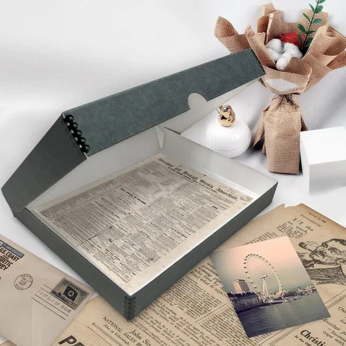 Miniatura 7 de Golden State Art, Archival - Caja de almacenamiento de 9 x 12 pulgadas, diseño de concha con borde de metal, conserva y almacena fotos, documentos