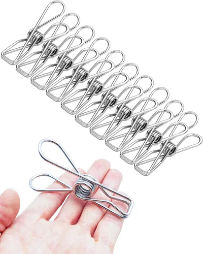 Alfileres grandes de acero inoxidable, clips de metal resistentes y multiusos para colgar ropa y paquetes de alimentos, 10 unidades, 3.17 pulgadas
