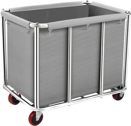 Miniatura 11 de Carrito de lavandería comercial con ruedas, cesta de lavandería rodante grande de 11.35 bushels con forro de lona impermeable extraíble, cestas