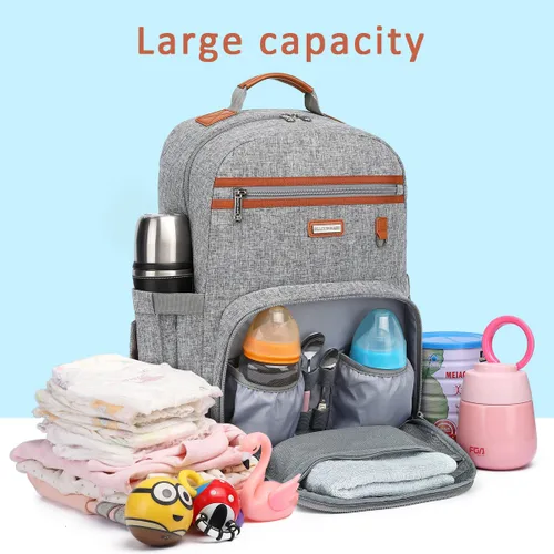 Miniatura 6 de Mochila para pañales, bolsas de pañales grandes para bebés con cambiador portátil para niños y niñas, bolsa de viaje multifunción para mamás, papás