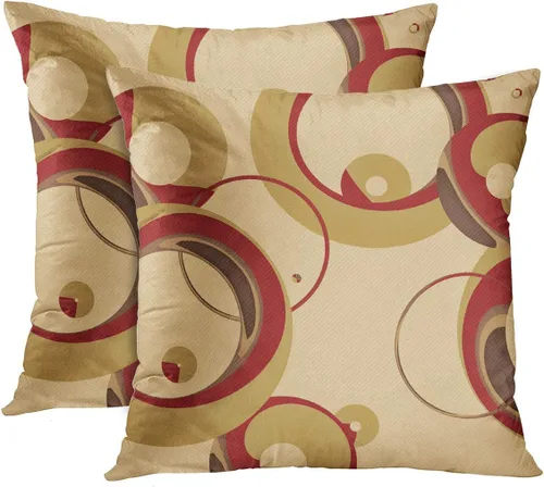 Emvency Juego de 2 fundas de almohada decorativas con círculos coloridos y modernos círculos bronceados, decoración del hogar, cuadradas, 16 x 16