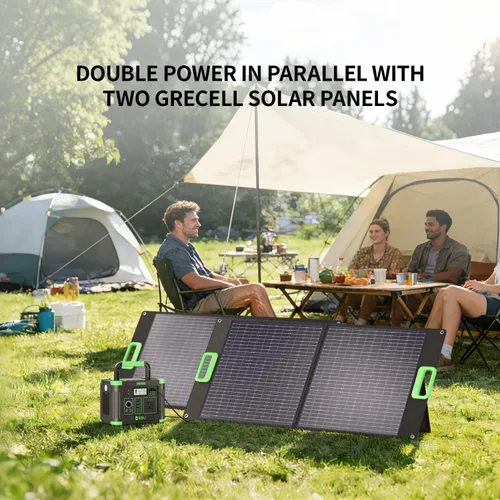 Miniatura 7 de GRECELL Panel solar portátil de 120 W para estación de energía, 24% de alta eficiencia, panel bifacial de 21.6 V, plegable, impermeable, con salida
