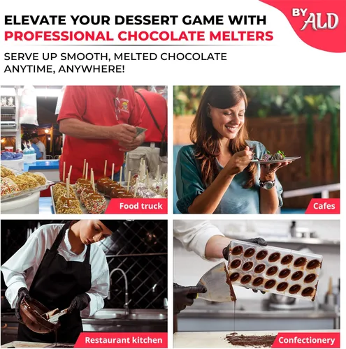 Miniatura 7 de ALDKitchen Olla para derretir chocolate – derretidor de chocolate eléctrico comercial de acero inoxidable, 1 tanque grande + 2 tanques extra