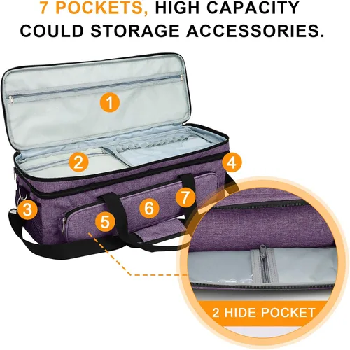 Miniatura 5 de Luxiv Estuche de transporte de doble capa para Cricut Explore/Air/Maker - Bolsa portátil de 2 capas para máquinas de corte Cricut Morado