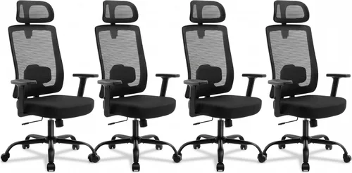 Miniatura 8 de Silla ergonómica de oficina con respaldo alto de malla, silla de escritorio de oficina con soporte lumbar ajustable, sillas de trabajo rodantes