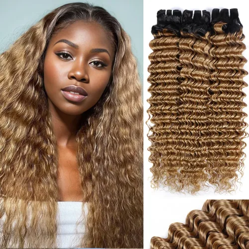 Miniatura 25 de Manojos de cabello humano ondulado profundo de 12, 14, 16 pulgadas, paquetes de ondas de agua, 100% sin procesar, 10A, cabello humano virgen