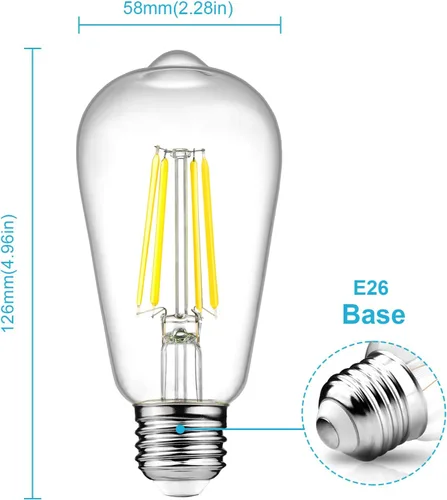Miniatura 2 de Ascher – Bombillas LED regulables con diseño vintage, rosca Edison, 6 vatios equivalentes a 60 vatios, luz blanca fría brillante 4000K, CRI de 80+