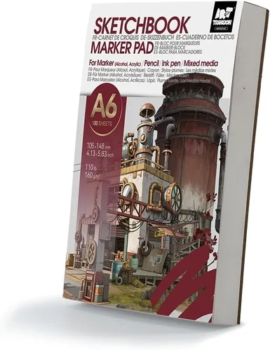 Miniatura 13 de TRANSON Cuaderno de bocetos de medios mixtos para artistas con marcador, 5.8”x8.3” 80 hojas A5 de papel de arte, 80lb/120gsm para pintar, dibujar